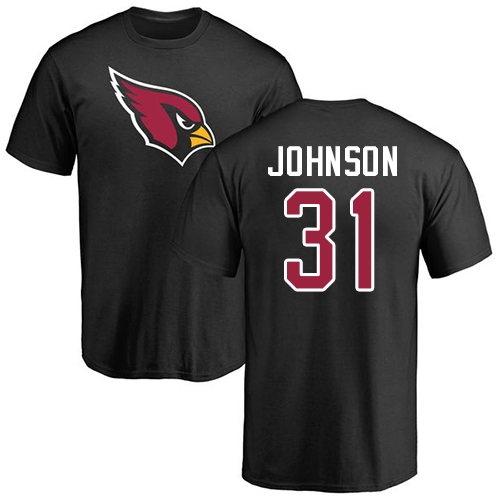 Arizona Cardinals Men Black David Johnson Name And Number Logo NFL Football #31 T Shirt->nfl t-shirts->Sports Accessory